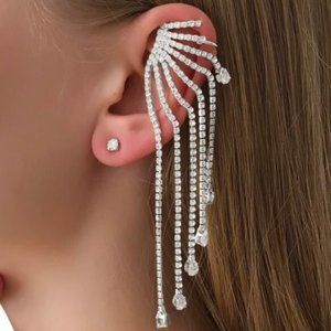 NEW! Zara Earring Set Rhinestone Tassel Decor Ear Cuff & Stud Earring